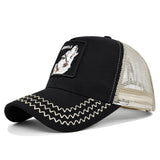 Wolf Print Cap Animal Embroidered Baseball Cap Patch Wolf Embroidered Peaked Cap Mesh Fitted Cap