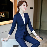 Women Pants Suit Uniform Designs Formal Style Office Lady Bussiness Attire Gray Spring and Autumn Fashion Workwear