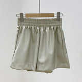 Leather Shorts Autumn and Winter Elastic Waist High Waist PU Leather Boot Pants Wide Leg Shorts