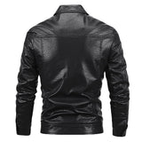 80's Leather Jacket Fall Winter Men Coat Fleece Padded Clothes Motorcycle Clothing