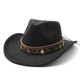 Wester Hats Autumn and Winter Western Denim Wool Jazz Top Hat Fur Felt Hat