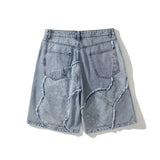 Mens Jean Shorts Stitching Paisley Denim Shorts Men's High Street Fashion Brand Street Fashion Loose Shorts