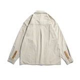 Men Shacket Long Sleeve Autumn Shirt Autumn Color Matching Pocket Couple's Tops