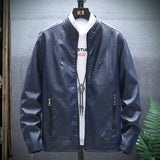 80's Leather Jacket Autumn and Winter Leather Clothing with Stand Collar Men's Coat PU Leather Jacket