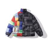 Men Fall Outfits High Street Thickened Cotton-Padded Coat Cow Leopard Print Color Matching Bread Coat Loose Couple Jacket Coat