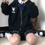 Kuromi Zip up Hoodie Loose Zip Hooded Pocket Coat Top