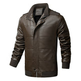 Hand Painted Leather Jackets Men's Coat Fleece-Lined Thickened Winter Leather Jacket Men's Motorcycle Clothing Leather Jacket Pu