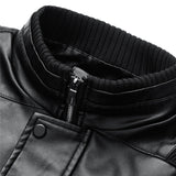 Hand Painted Leather Jackets Men's Coat Fleece-Lined Thickened Winter Leather Jacket Men's Motorcycle Clothing Leather Jacket Pu