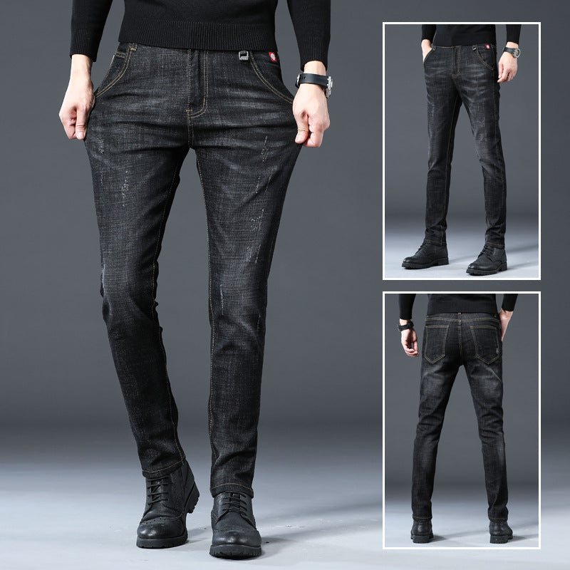 Men Summer Jeans Spring Slim-Fitting Stretch Skinny Jeans Large Size Retro Sports Trousers Men