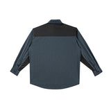 Men Shacket Long Sleeve Autumn Shirt Autumn Color Contrast Patchwork Loose Casual Shirt Men