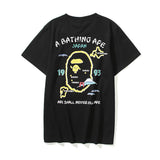 A Ape Print T Shirt Summer Golden Printing Plus Size Loose Short Sleeve T-shirt