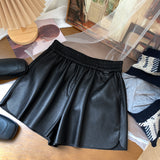 Leather Shorts High Waist Quality Matte Women Fall and Winter Outer Wear Loose Wide Leg Fashionable PU Leather Boot Pants