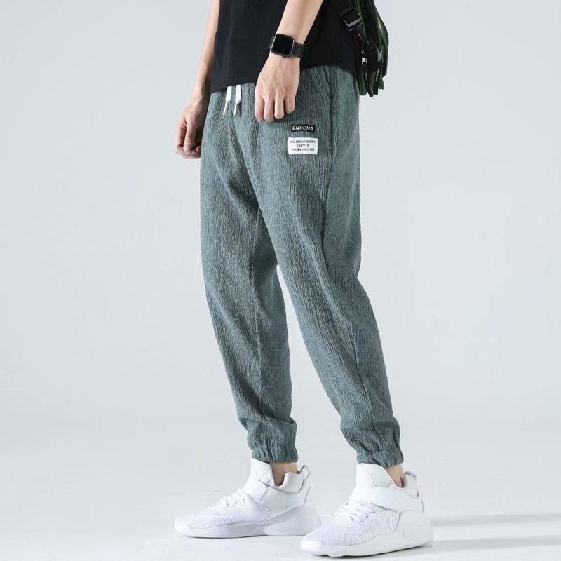 Men Pants Ice Silk Thin Sports Loose Tappered