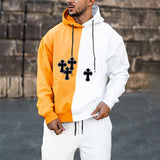 Split Hoodie Demons and Angels Hooded Stitching Printing Long Sleeve