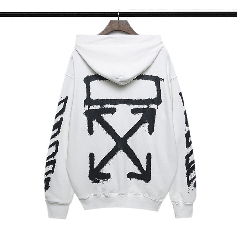 Autumn And Winter Graffiti Arrow Print Long Sleeve Hooded Sweater