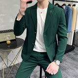 Men Suit Simple Two-Piece Set Slim-Fit Beaded Line