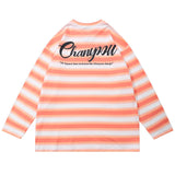 Men T Shirts Letter Print Striped Sweater Men's round Neck Hoodie Idle Style Street Trendy Sweater