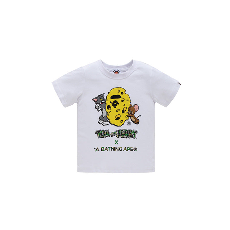 A Ape Print for Kids T Shirt Cartoon Baby Head Tom and Jerry Cheese