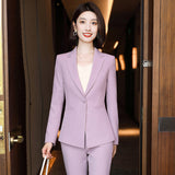 Women Pants Suit Uniform Designs Formal Style Office Lady Bussiness Attire Fashion Pink Tailored Suit Formal Clothes Work Clothes