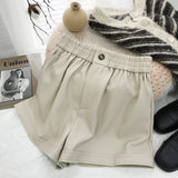 Leather Shorts High Waist Leather Shorts Women Fall and Winter Outer Wear Wide Leg Leisure PU Leather Boot Pants