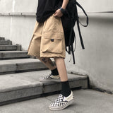 Harajuku Clothing Men's Casual Shorts Summer Solid Color Large Workwear with Pocket Men's and Women's Casual Wide-Leg Pants