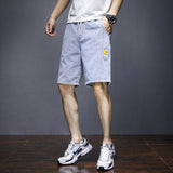 Men Jean Shorts Denim Shorts Men's Summer Fashion Brand Loose Straight Elastic Waist Casual Cropped Pants Middle Pants
