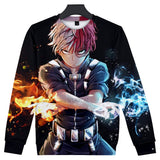 Anime Tshirts Aesthetic Men's Shirt Anime Shoto Todoroki 3D Printed Men's and Women's Loose round Neck Sweater