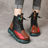 Coachella Ankle Boots Autumn Winter Assorted Colors Thick Bottom Lace-up Retro Leather Martin Boots Round Head