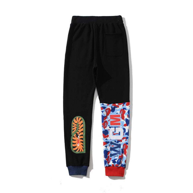 A Bath Ape Spring and Autumn Youth Paris Limited Color Matching Shark Trousers