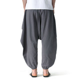 Men Casual Pants plus Size Loose Trousers Summer Harem Pants Men's Cotton Linen Retro Loose Casual Home Pants