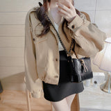 Women's Leather Jacket with Patches Casual Jacket Small Short Baseball Jacket Women's Baseball Uniform