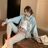 Pearl Jean Jacket Autumn Coat Women's Fashion Loose Spring and Autumn Tops