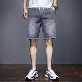 Men Jean Shorts Denim Shorts Men's Summer Fashion Brand Loose Straight Elastic Waist Casual Cropped Pants Middle Pants