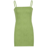 Green Fairycore Dress Summer Fashion Street Knitted Crocheted Suspender Dress for Women