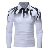 Men's Spring Tops Polo Printed Slim-Fit Long-Sleeved Polo Shirt