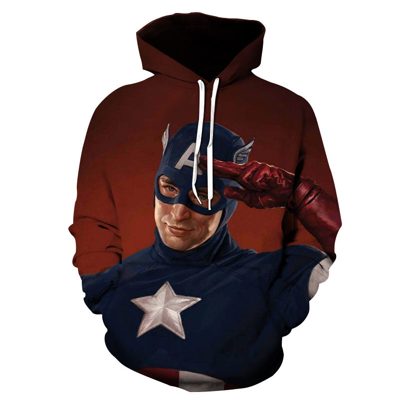 Captain America Hoodie Avengers Series 3D Digital Printing Couple Casual Hoodie