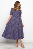 Red Peasant Dress Spring/Summer Puff Sleeve Plaid Polka Dot Stitching Loose Dress Long Dress