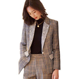 Women Pants Suit Uniform Designs Formal Style Office Lady Bussiness Attire Plaid Casual Two-Piece Suit Business Suit