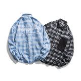 Men Shacket Long Sleeve Autumn Shirt Autumn Loose Fashion Color Contrast Stitching Casual Plaid Shirt