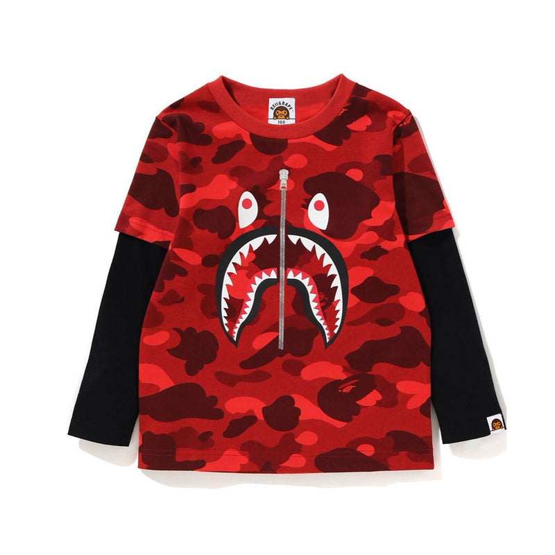 A Ape Print for Kids Sweatshirt Camouflage Ape Man Monkey Head Shark Male and Female Baby Stitching False Two-Piece Sweaters