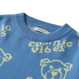 Men Fall Outfits Bear Printed Sweater Loose Couple Knitted Top