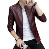 80's Leather Jacket Autumn and Winter Men's Casual Jacket Fleece-Lined Thickened Motorcycle Clothing Stand Collar Jacket