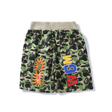 A Bath Ape Shorts Shark Head Camouflage Bottom Pattern Casual Shorts Men's and Women's Fashion Lace Shorts