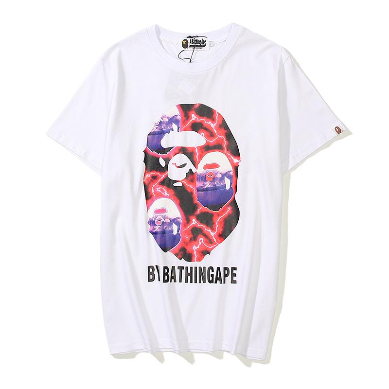 A Ape Print T Shirt Ape Head Short Sleeve Cartoon Anime Loose-Fitting Casual T-shirt