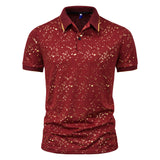 Men Shirt Fashion Slim Fit Shirt Short Sleeve Shirt Large Size Casual Top Summer Men's Fashion Print Short Sleeve Lapel T-shirt