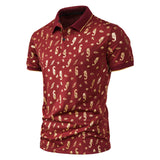 Men Shirt Fashion Slim Fit Shirts Short Sleeve Shirt Large Size Casual Top Summer Men's Fashion Print Short Sleeve Casual Polo Collar Polo Shirt Men