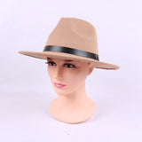 Fedora Hat Solid Color Fur Felt Hat British Retro Fedora Hat Men and Women Flat Brim Gentlemen's Hat