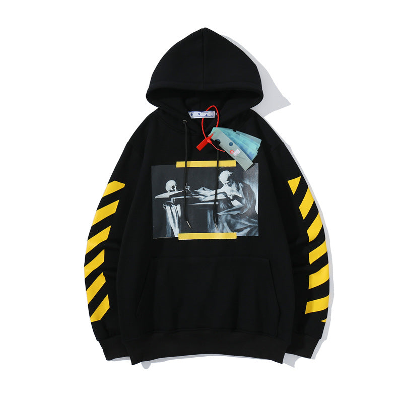 Autumn And Winter Caravaggio Oil Painting Series Velvet Padded Hooded Sweatshirt