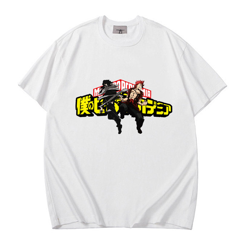 Anime TShirts Aesthetic Men's Shirt Anime Print Loose Short-Sleeved T-shirt Men's Top