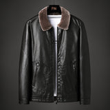 80's Leather Jacket Autumn and Winter Leather Men's Motorcycle Handsome Fleece Padded Coat Men